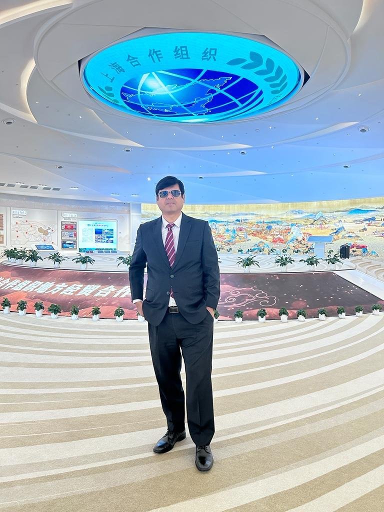 At an international conference venue