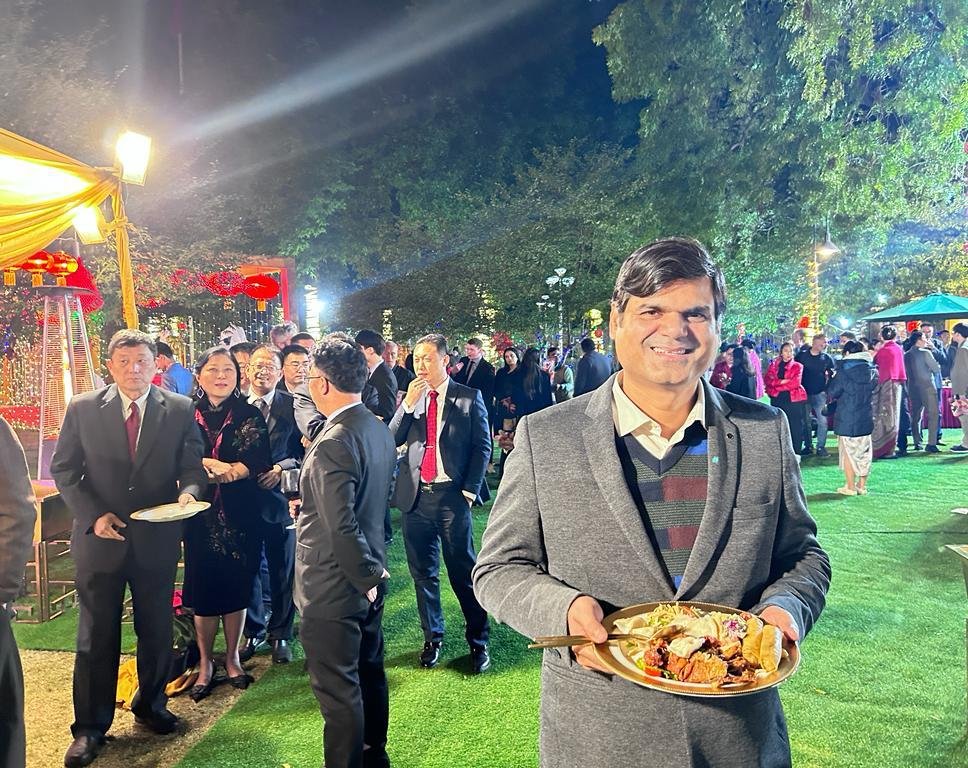 At an evening reception