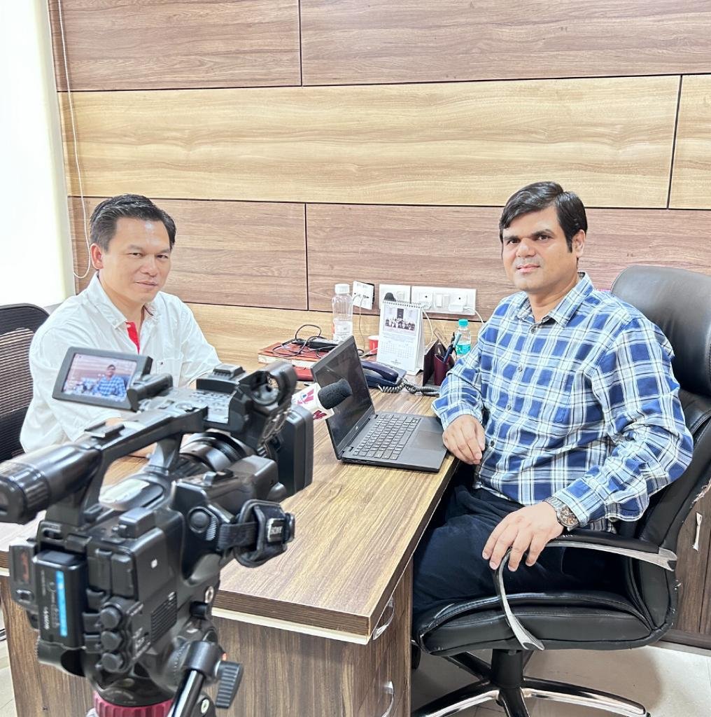 Recording a television interview